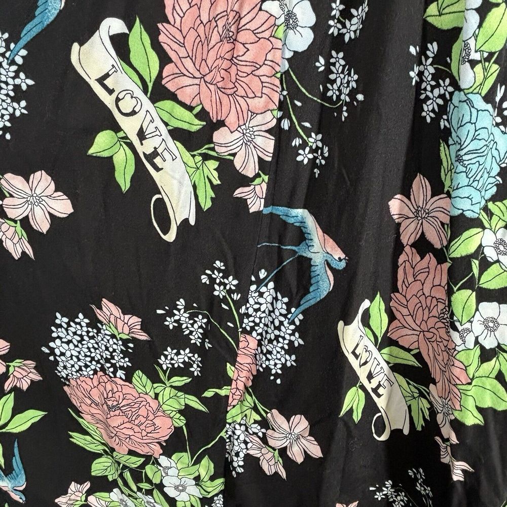 Torrid Floral Dress Midi Black Keyhole Open Back 00/12 Large Sleeveless Rock EUC - Picture 10 of 14